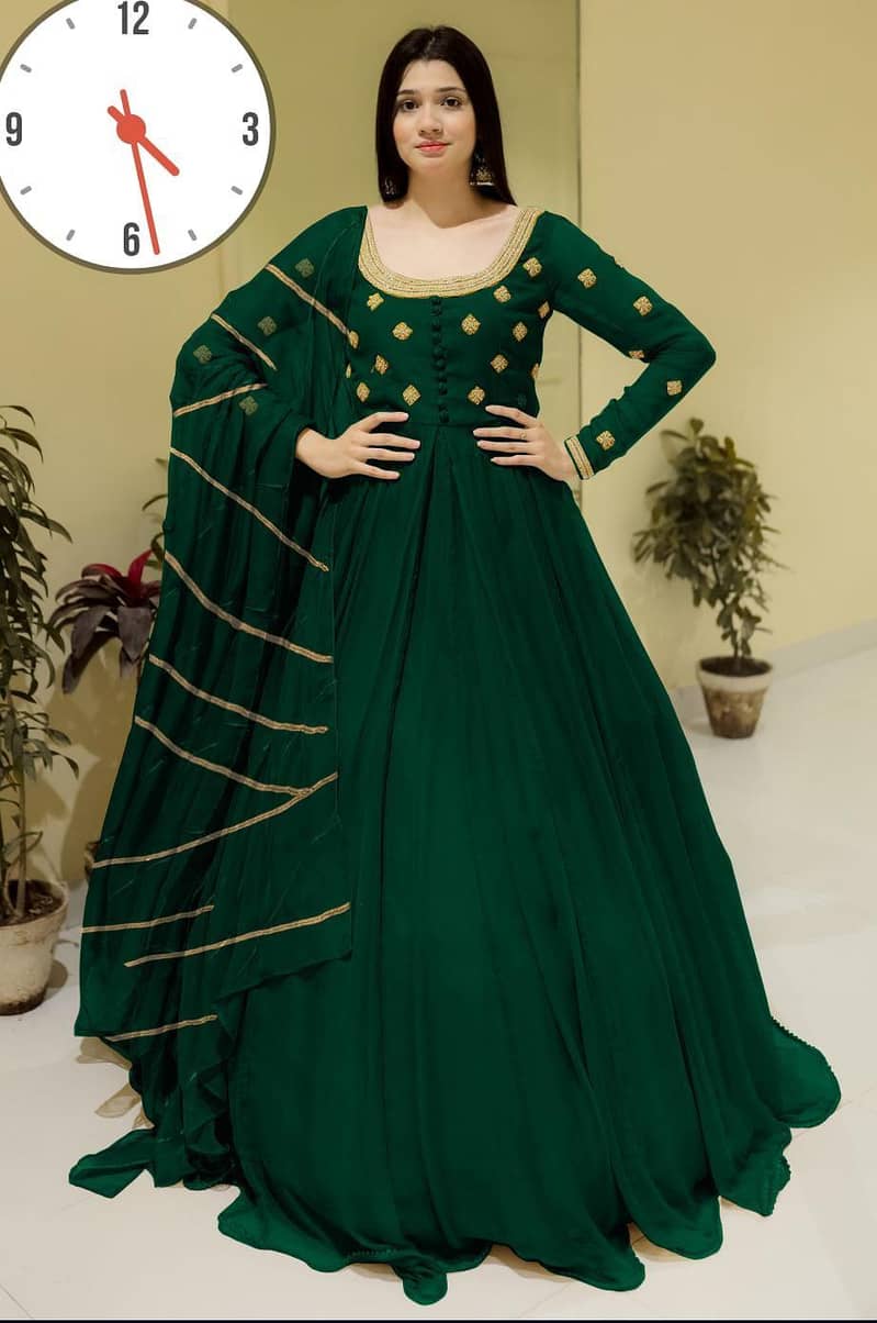 "3 Pcs Women's Stitched Crinkle Chiffon Zari Embroidered Suit - Styli 5