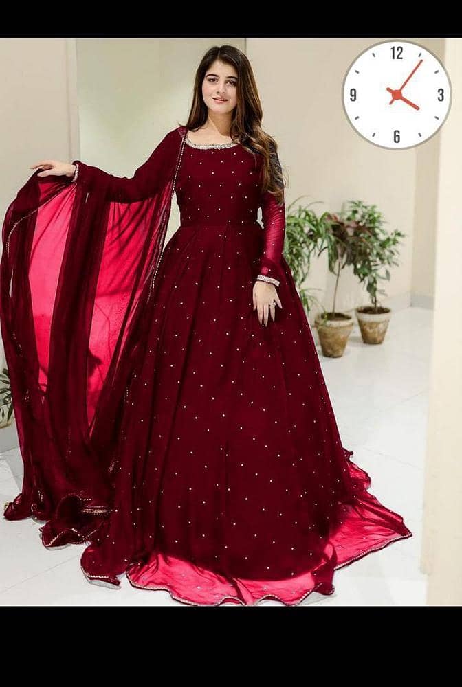 "3 Pcs Women's Stitched Crinkle Chiffon Zari Embroidered Suit - Styli 7