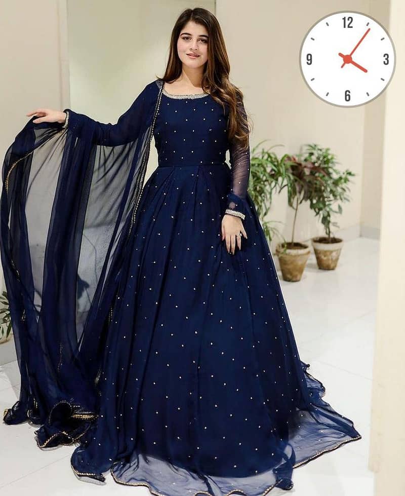 "3 Pcs Women's Stitched Crinkle Chiffon Zari Embroidered Suit - Styli 9