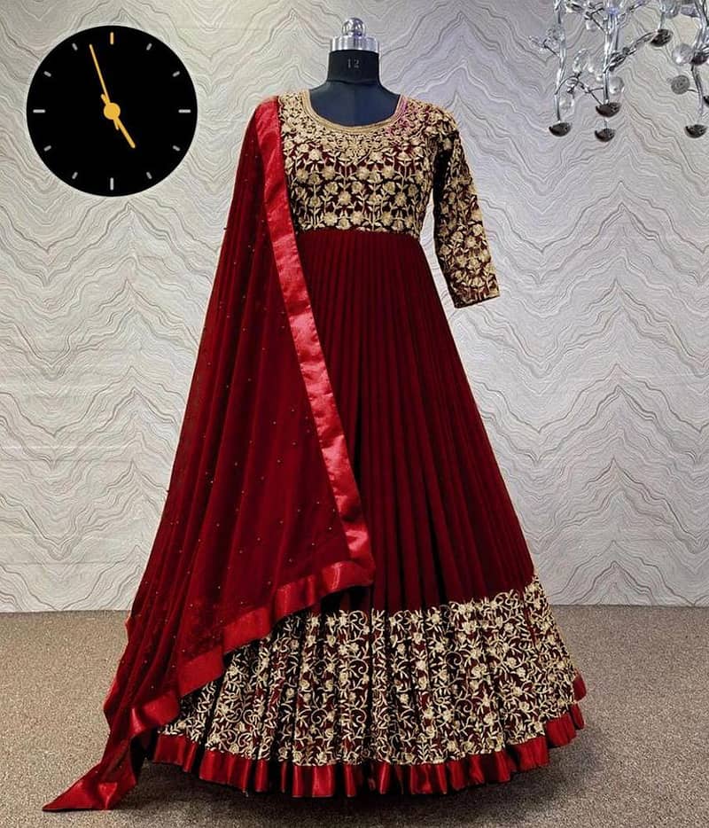 "3 Pcs Women's Stitched Crinkle Chiffon Zari Embroidered Suit - Styli 12