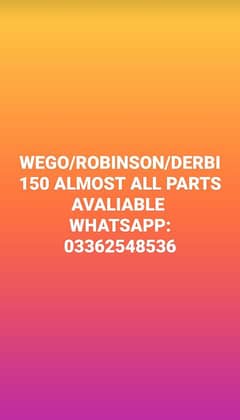 road prince Wego/Robinson/Derbi all types of parts avaliable