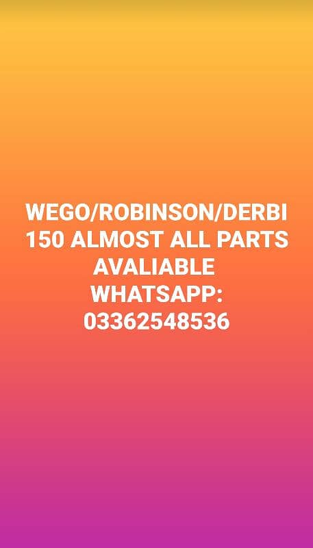 road prince Wego/Robinson/Derbi all types of parts avaliable 0