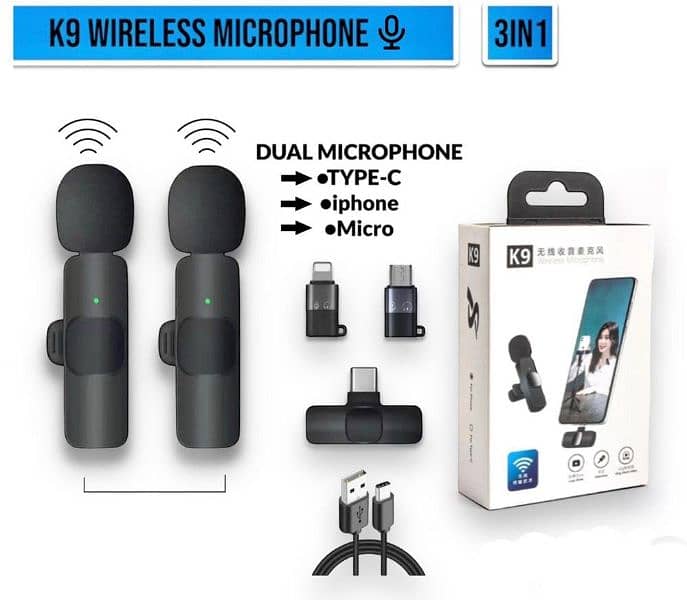 k9 wireless vlogging rechargeable microphone 0