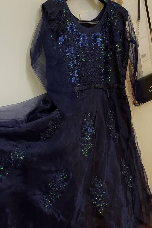 Exquisite Navy Blue Maxi Ball Gown - Full Length 1