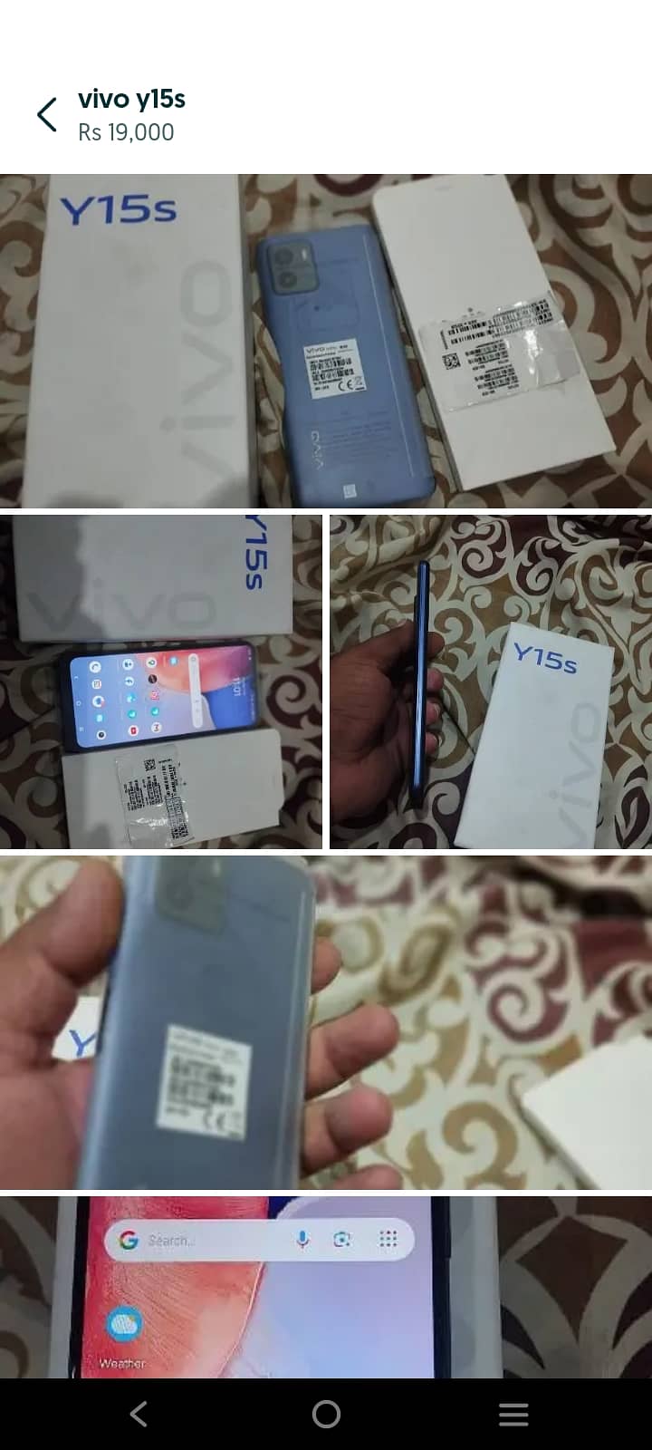 vivo y15s with box charger 0