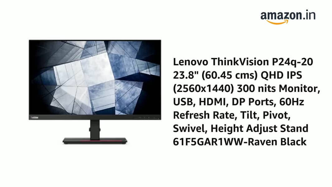 24" Inch Lenovo 2K Borderless Type-C Display IPS HDR 10 LED Monitor 3