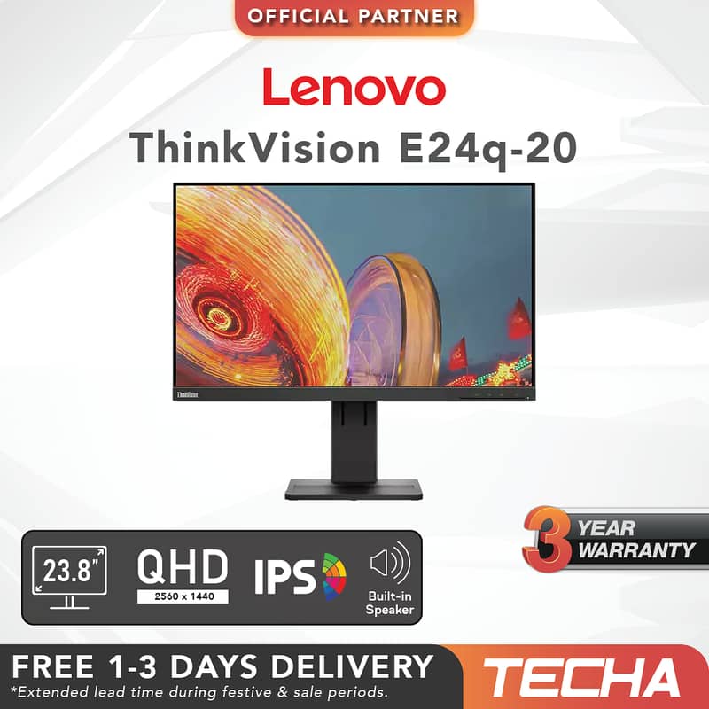 24" Inch Lenovo 2K Borderless Type-C Display IPS HDR 10 LED Monitor 11