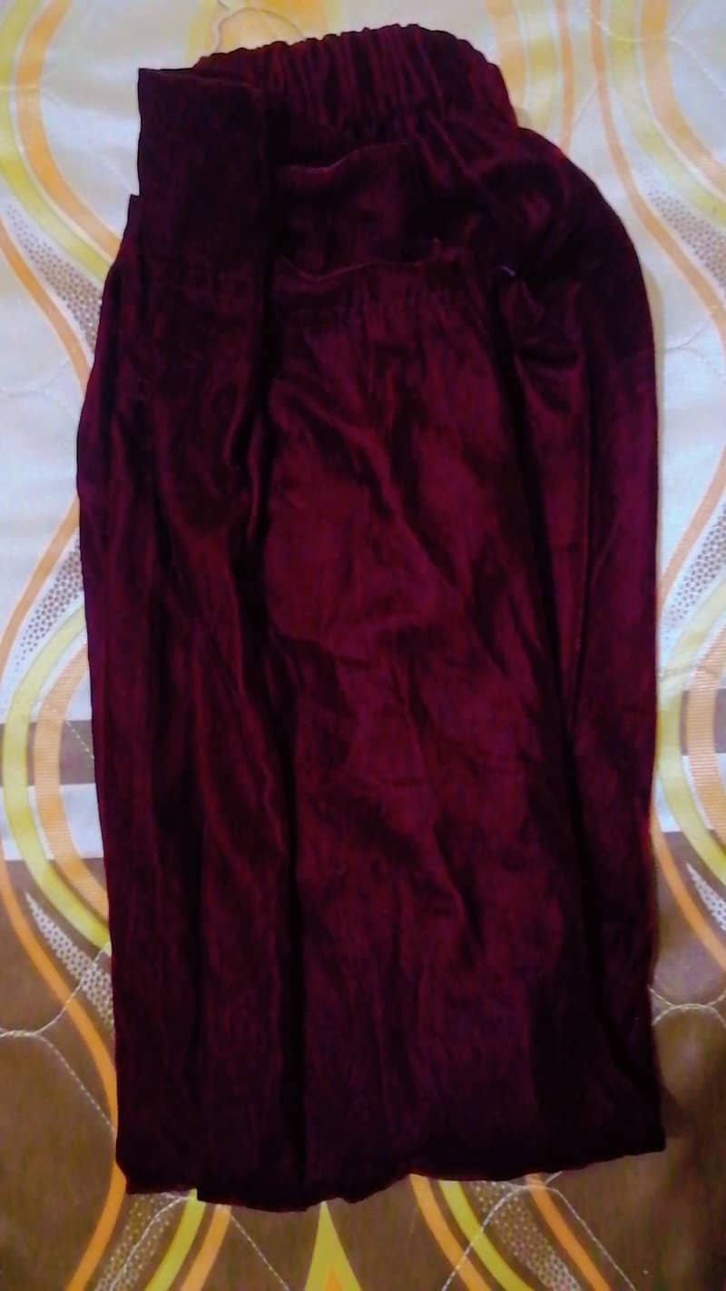 Embroidered Maroon Velvet Wedding/Party Suit 4