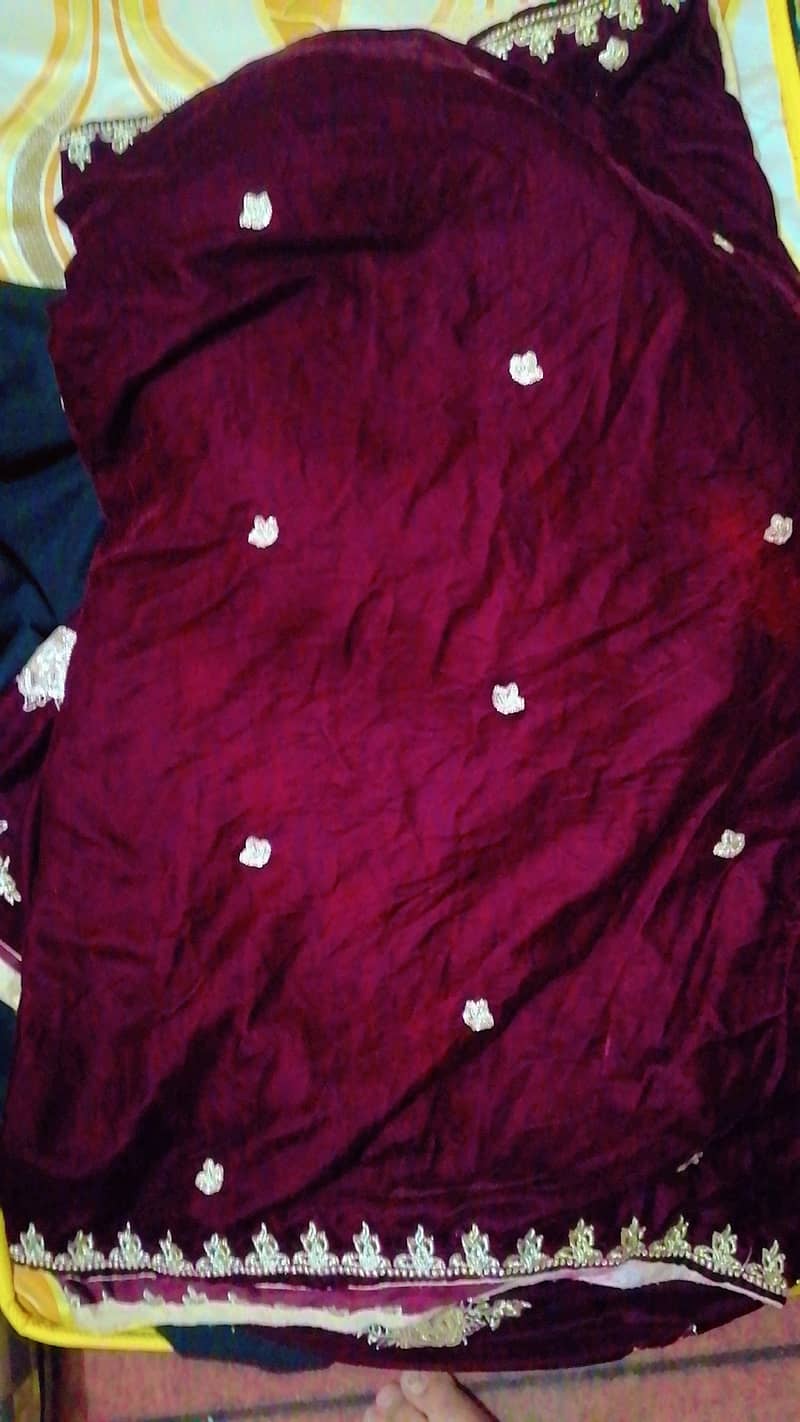 Embroidered Maroon Velvet Wedding/Party Suit 5