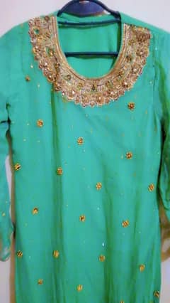 Brand New Sea Green Embroidered Dress with Stone Work