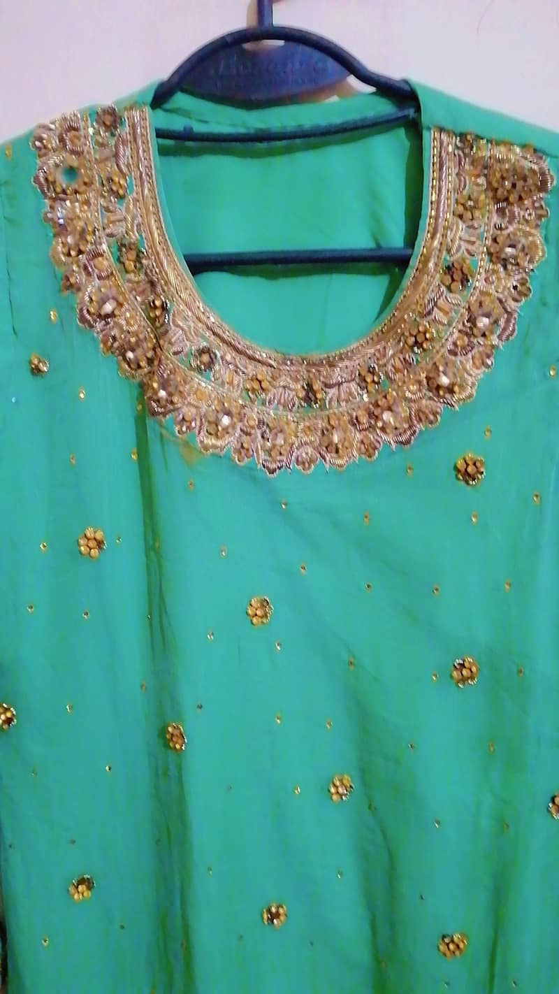 Brand New Sea Green Embroidered Dress with Stone Work 1