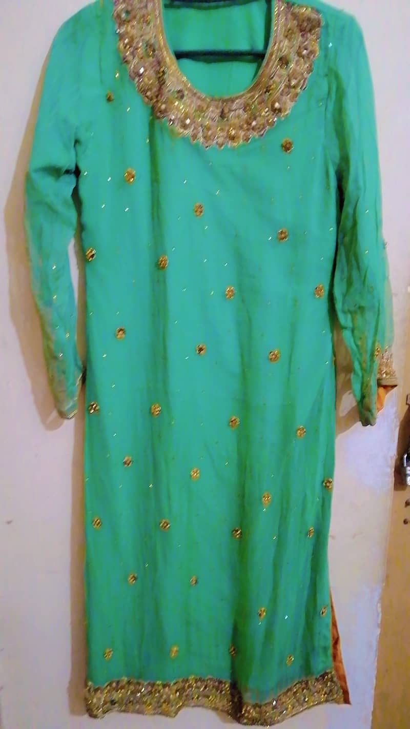 Brand New Sea Green Embroidered Dress with Stone Work 2