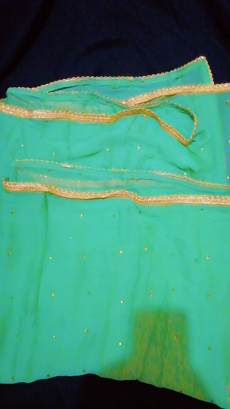 Brand New Sea Green Embroidered Dress with Stone Work 5