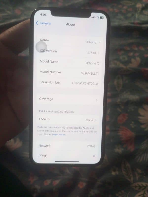 iphone x 256 gb Pta approved 10/9 battary 83℅ 0