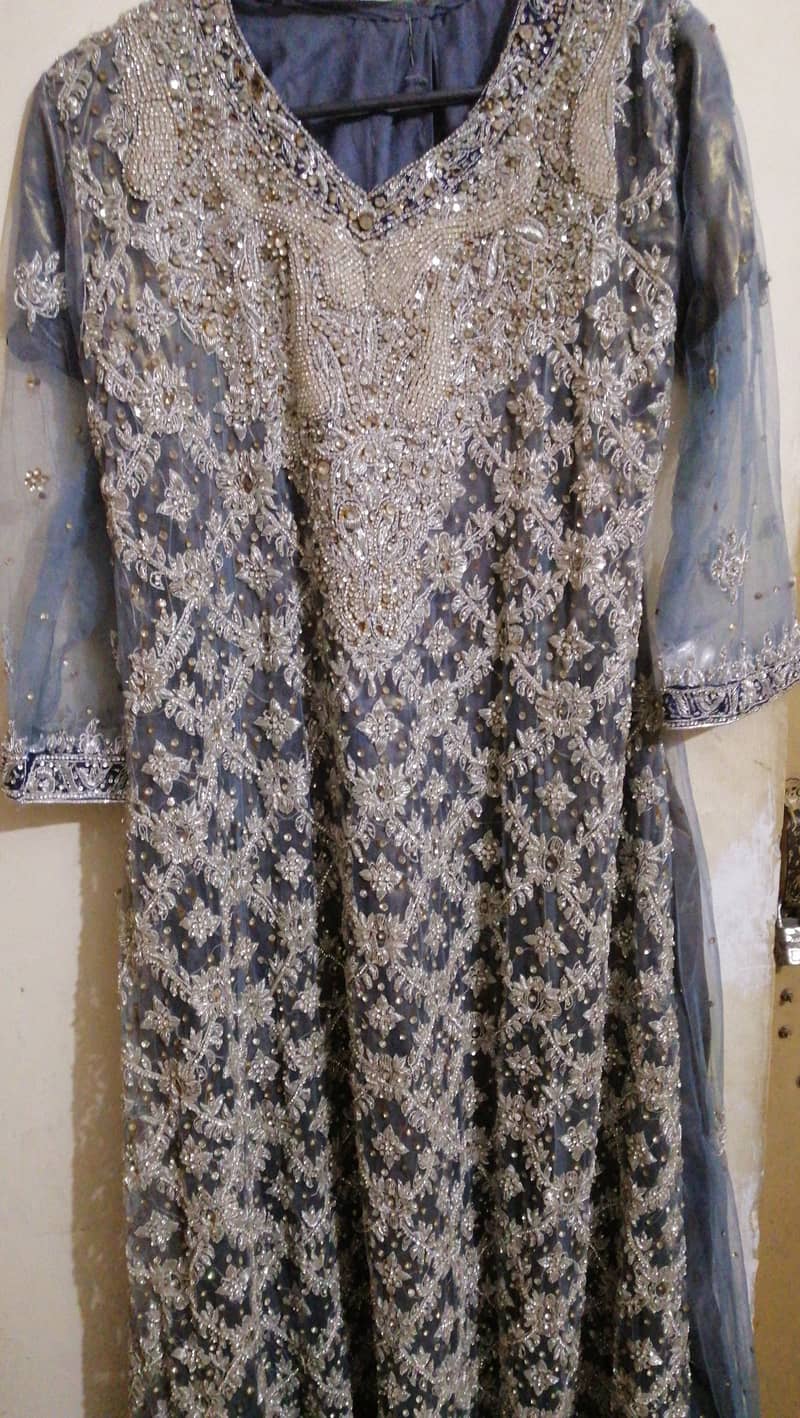 Stunning Grey Embroidered Maxi with Silk Pajama 0