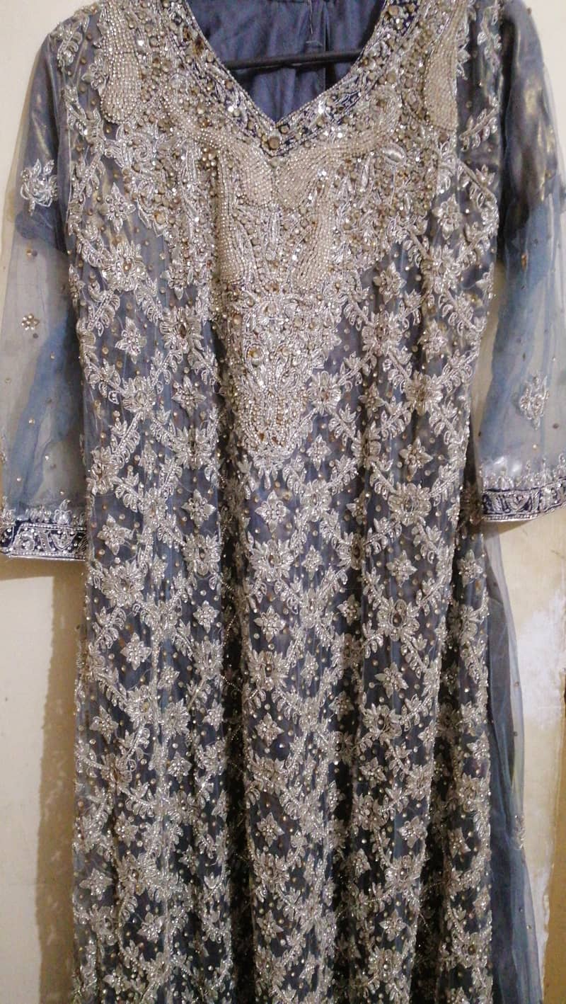 Stunning Grey Embroidered Maxi with Silk Pajama 1