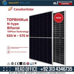 CANADIAN SOLAR 580 WATTS N TYPE BIFACIAL TOPCON SOLAR PANEL