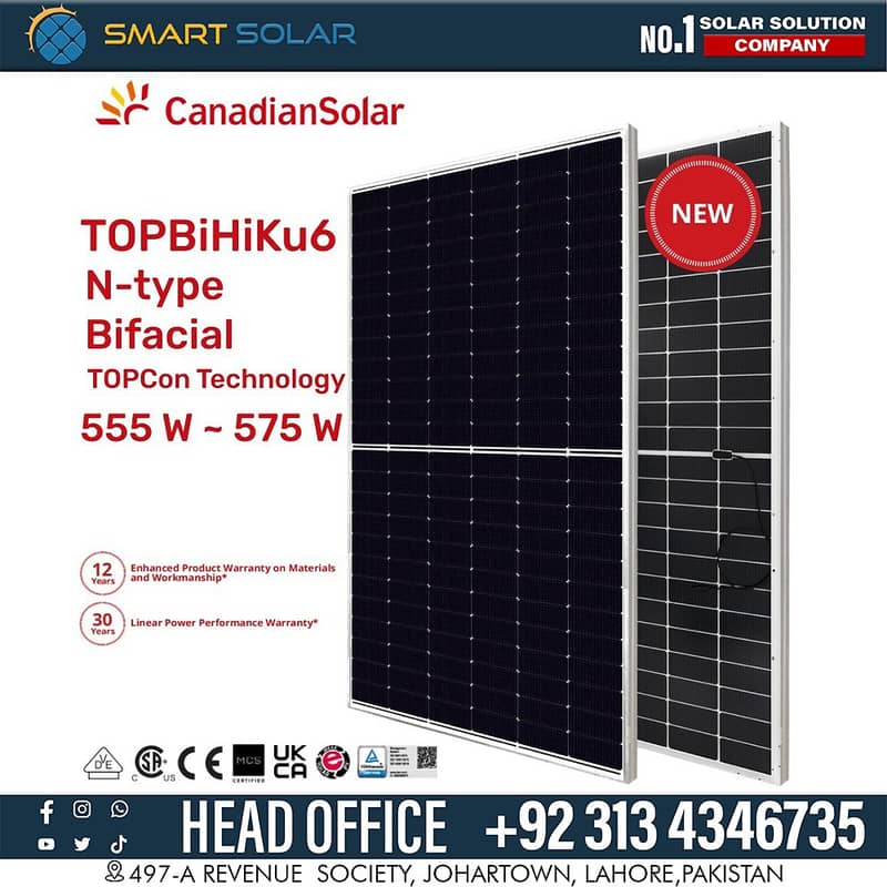 CANADIAN SOLAR 580 WATTS N TYPE BIFACIAL TOPCON SOLAR PANEL 0