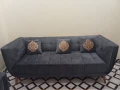 brand new gray sofa set with wooden table