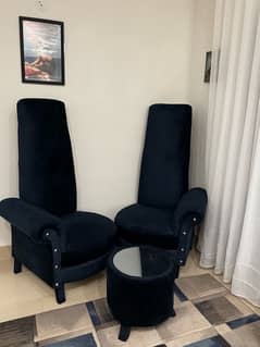 Brand new High back velvet chairs with table