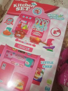 Girls full kitchen set and a big size American Doll