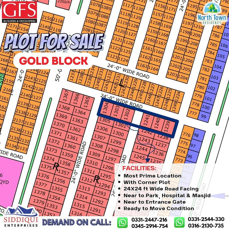 CORNER PLOT SALE IN NORTH TOWN RESIDENCY PHASE 1 GOLD BLOCK 0