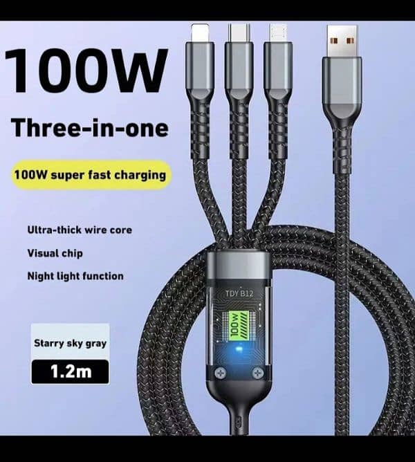 3 in 1 USB Fast charging cable for mobiles 3