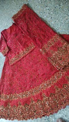 Bridel lehnga krdana moti work on raw silk