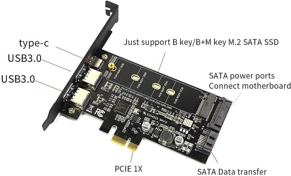 USB 3.0 Type-C & Card with M. 2 SATA SSD Adapter (W/app 0339-6233342) 2