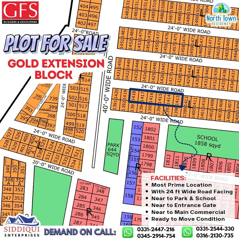 PAIR PLOT FOR SALE NORTH TOWN RESIDENCY PHASE-01 GOLD BLOCK 0