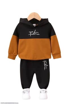 2 pcs boys  micro printed hoodies tracksuit 0