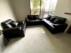 Black Leather Sofa | 6 Seater | Good fit for Home and Office use