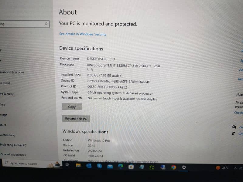 Lenovo i7 3gen 8 Gb ram 512 Gb SSD 3