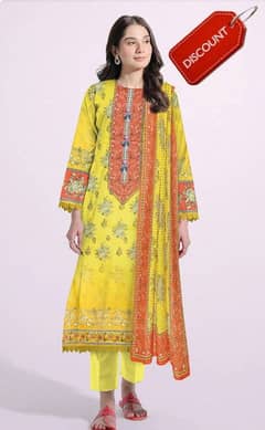 3 pcs women's unstitched lawn printed sute