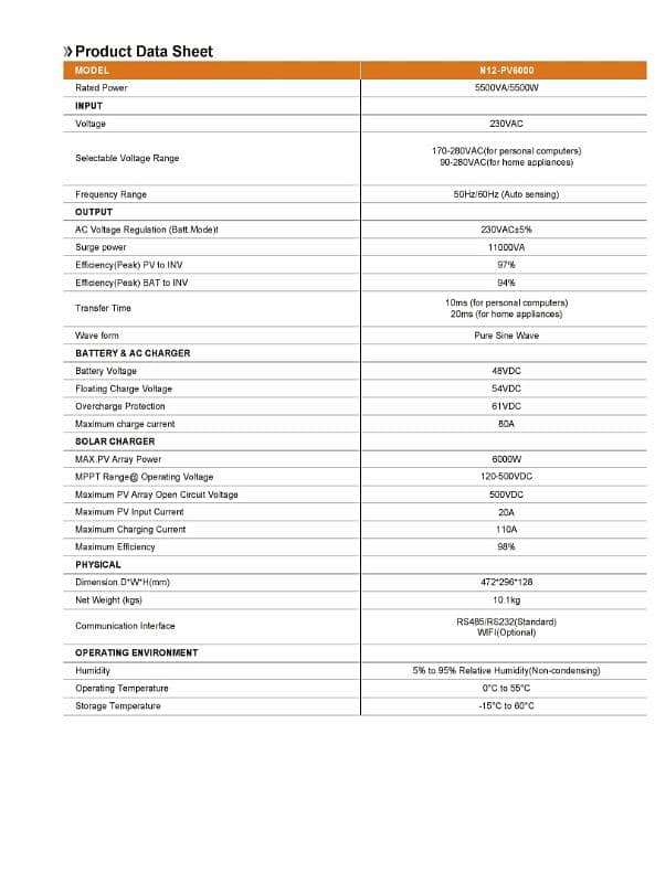 dong jin hybrid invertor 5.5kw PV 6000 1