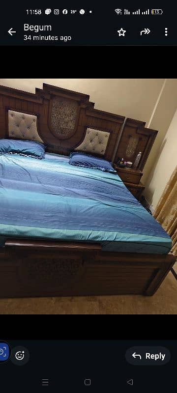 king size bed with  2 side table without metres 15