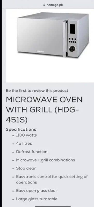 Homage Microwave Oven with Grill 1