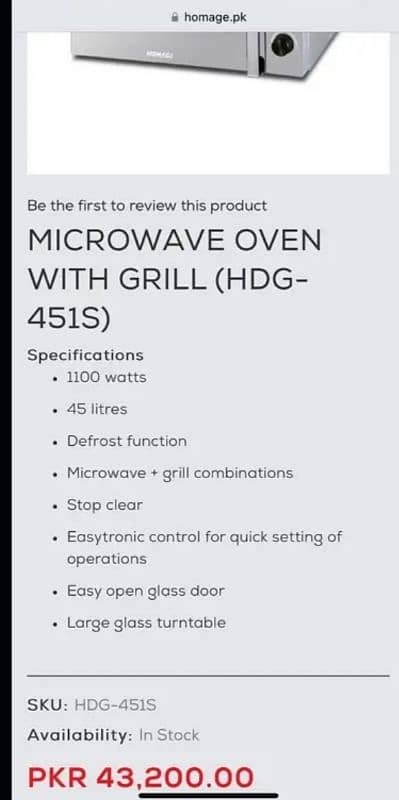 Homage Microwave Oven with Grill 2