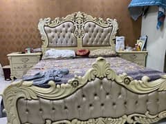 full wooden bed set with dressing table