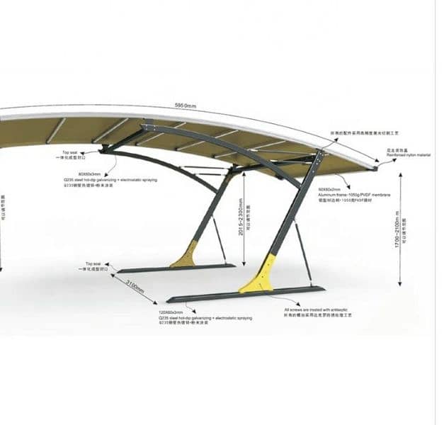 Car parking shade - Tensile sheds - Marquee shed- Wall mounted- Porch 5