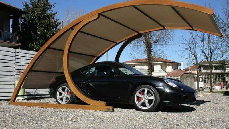 Car parking shade - Tensile sheds - Marquee shed- Wall mounted- Porch 9