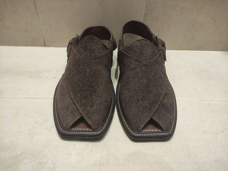 Men's semi formal suede chocolate brown Peshawari Chappal 0