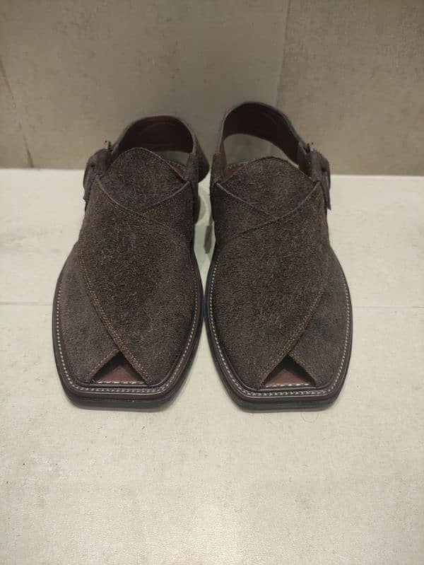 Men's semi formal suede chocolate brown Peshawari Chappal 1