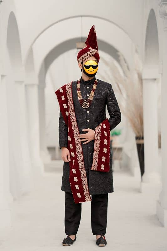 Black Shine Sherwani 1