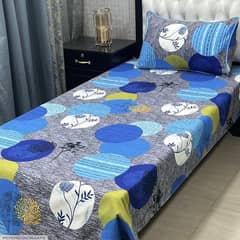 2 Pcs  Crystal Cotton Printed Single Bedsheet