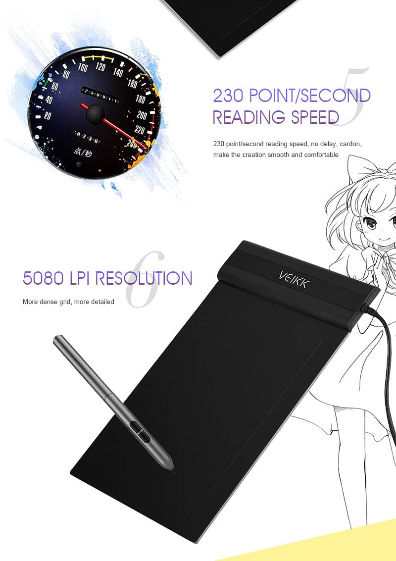 S640 Graphic Tablet Drawing Tablet 6x4 inch Graphics Drawing 5