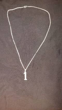 Silver chain of 1 tola with a locket of number 1