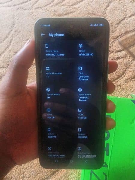 INFINIX hot 12 play 4/64 with box 2