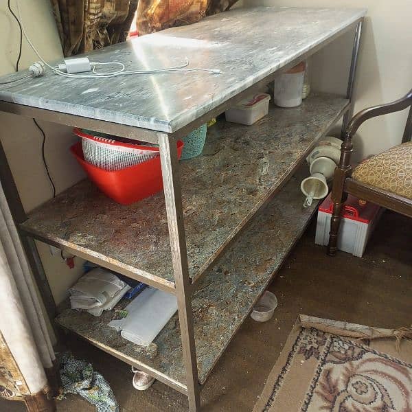 Iron shelves with marble top 3