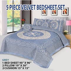 5 pec velvet double bedsheet